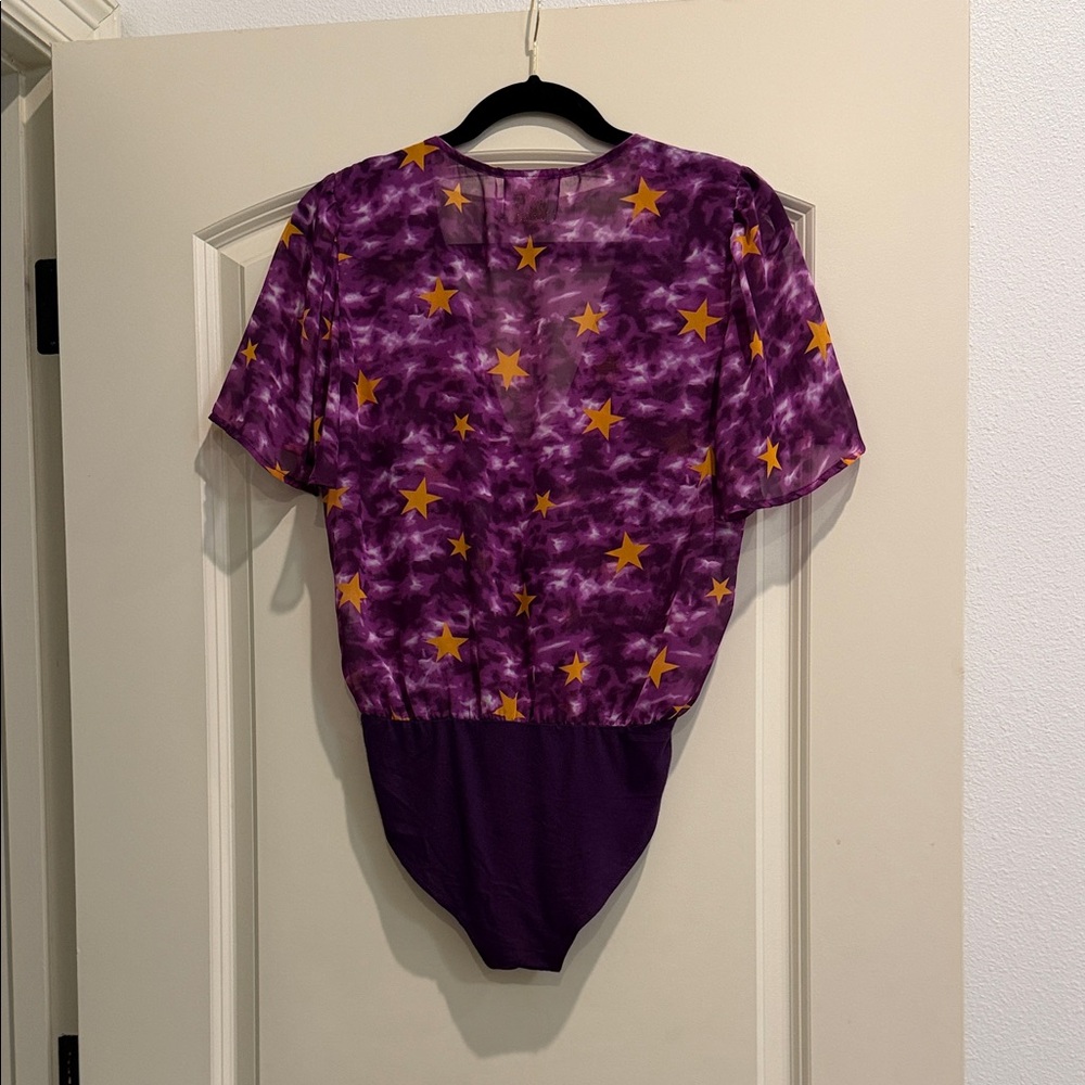 Cake Purple Tie-Front Star Print Bodysuit - Picture 2 of 4